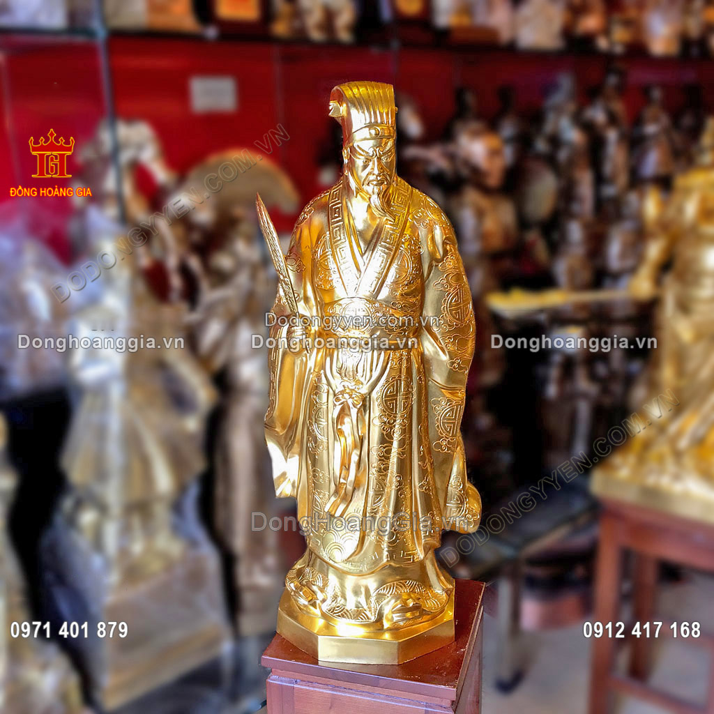 Pho tượng Khổng Minh bằng đồng mạ vàng 24K cao cấp